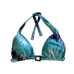 BCBG Indigo Blue Halter-Style Bikini Top - Elegant Beachwear - Size M